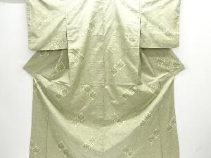 大特価品　斜め格子に抽象鳥模様織り出し本場大島紬着物(9マルキ)